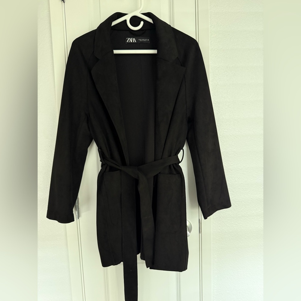 Zara Faux Suede Wrap Coat